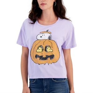 Juniors' Snoopy Halloween Pumpkin T- shirt